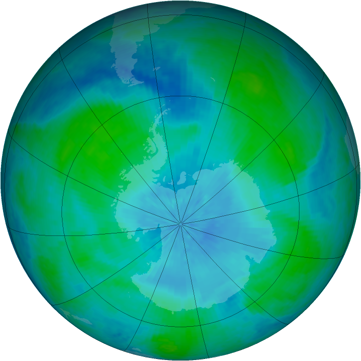 Antarctic ozone map for 20 February 2002